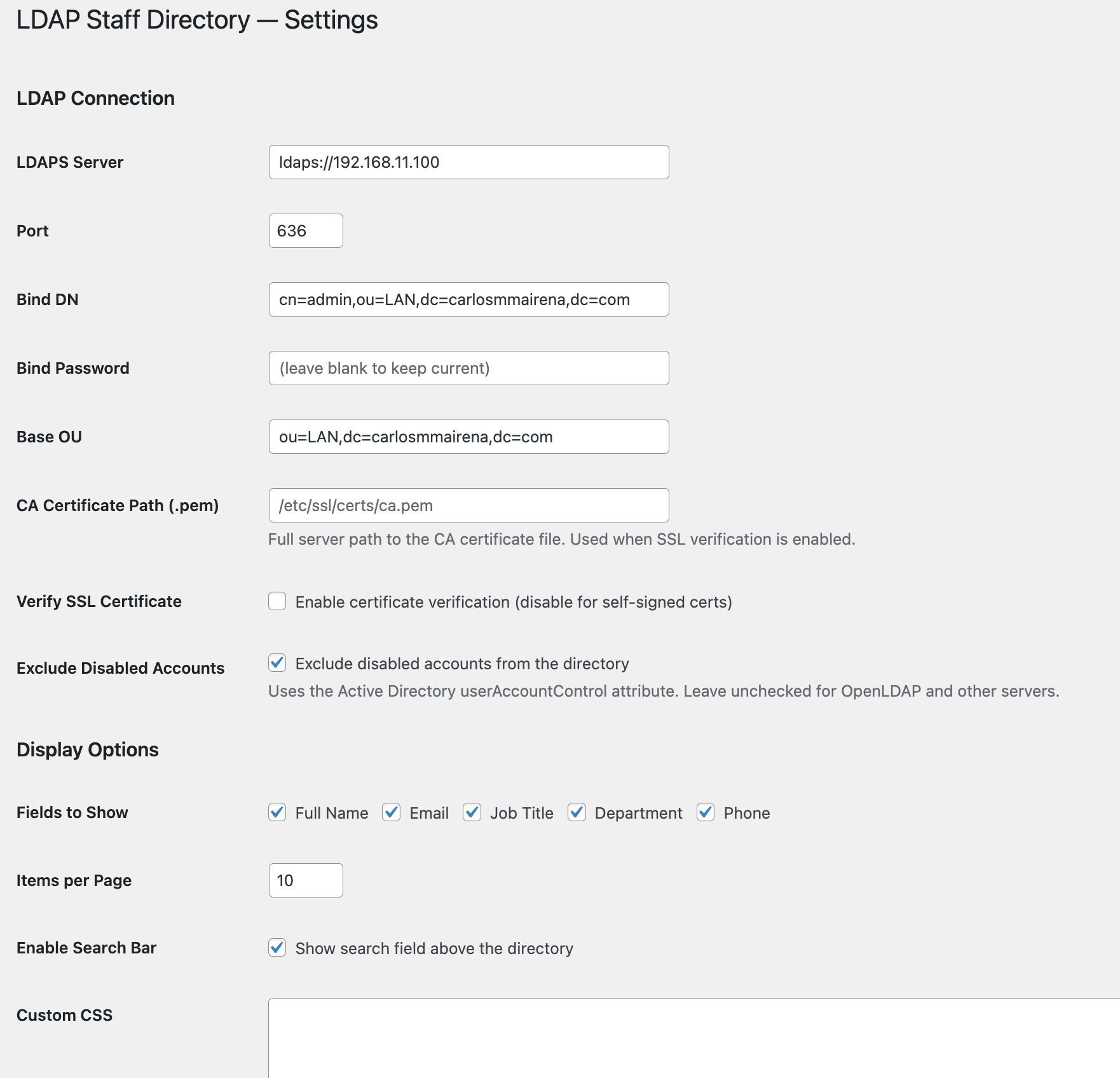 LDAP Staff Directory Plugin WordPress